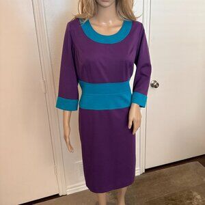 NWT Bigio Collection Purple Dress, Turquoise Accents sz L